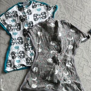 Two Sleeping Baby Zipadee Zips - Gray and White